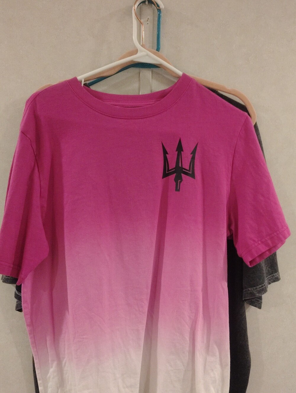 Kids Ombre Pink to White Tee with Trident Logo Front And Back View